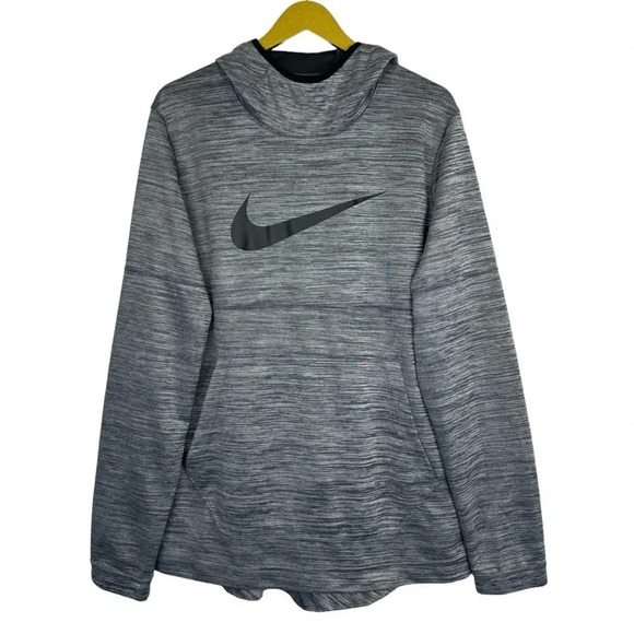 Nike Center Swoosh Hoodie Men Large Gray AOP Spotlight Pullover Dri Fit Pocket - Picture 1 of 6